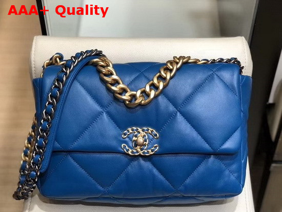 Chanel 19 Large Flap Bag in Electronic Blue Lambskin AS1161 Replica