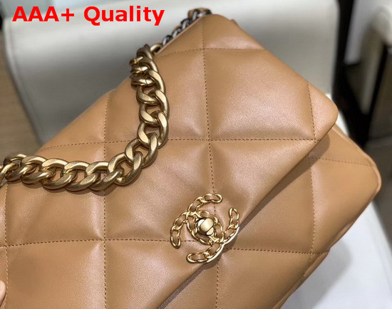 Chanel 19 Large Flap Bag in Light Tan Lambskin AS1161 Replica