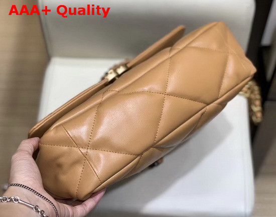 Chanel 19 Large Flap Bag in Light Tan Lambskin AS1161 Replica