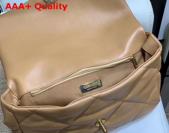 Chanel 19 Large Flap Bag in Light Tan Lambskin AS1161 Replica