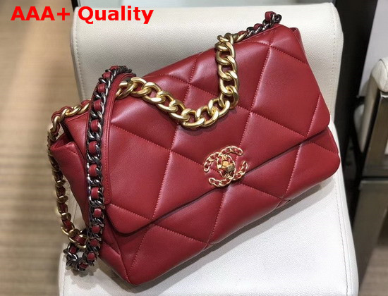 Chanel 19 Large Flap Bag in Red Lambskin AS1161 Replica