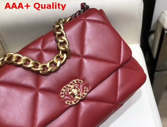 Chanel 19 Large Flap Bag in Red Lambskin AS1161 Replica