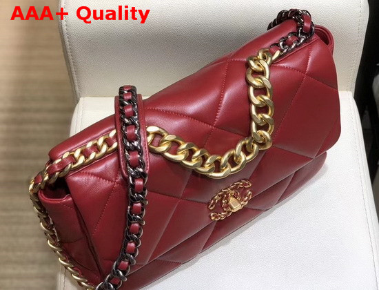 Chanel 19 Large Flap Bag in Red Lambskin AS1161 Replica