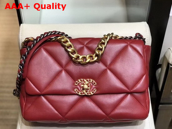 Chanel 19 Large Flap Bag in Red Lambskin AS1161 Replica