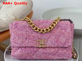 Chanel 19 Large Handbag Cotton Tweed Gold tone Silver Tone Ruthenium Finish Metal Pink and Ecru AS1161 Replica