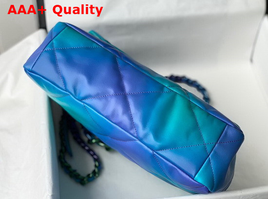 Chanel 19 Large Handbag Tie and Dye Calfskin and Lacquered Metal Blue and Purple AS1161 Replica