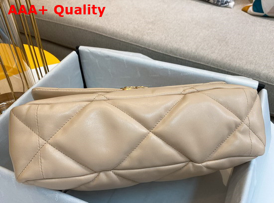 Chanel 19 Large Handbag in Beige Lambskin AS1161 Replica