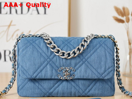 Chanel 19 Large Handbag in Blue Denim Replica