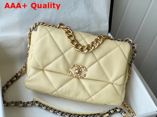 Chanel 19 Large Handbag in Cream Lambskin AS1161 Replica