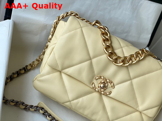 Chanel 19 Large Handbag in Cream Lambskin AS1161 Replica