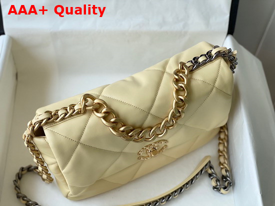 Chanel 19 Large Handbag in Cream Lambskin AS1161 Replica