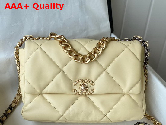 Chanel 19 Large Handbag in Cream Lambskin AS1161 Replica