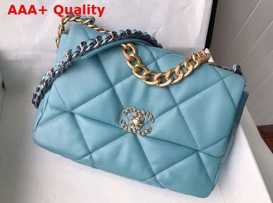 Chanel 19 Large Handbag in Light Blue Lambskin AS1161 Replica