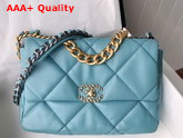 Chanel 19 Large Handbag in Light Blue Lambskin AS1161 Replica