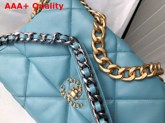 Chanel 19 Large Handbag in Light Blue Lambskin AS1161 Replica