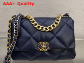 Chanel 19 Large Handbag in Navy Blue Lambskin AS1161 Replica