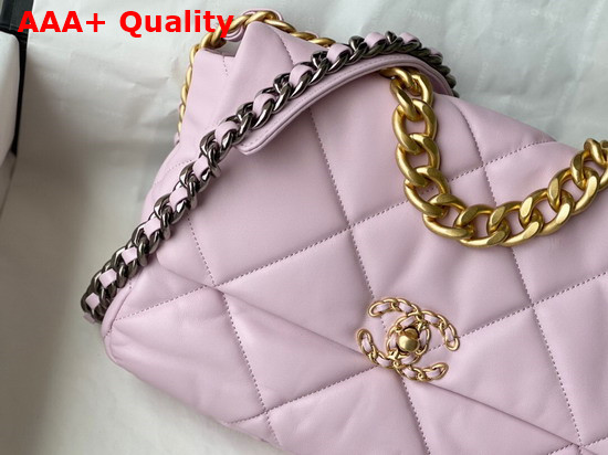 Chanel 19 Large Handbag in Pink Lambskin AS1161 Replica