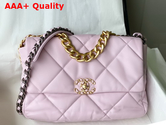 Chanel 19 Large Handbag in Pink Lambskin AS1161 Replica