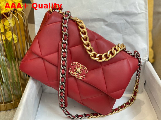 Chanel 19 Large Handbag in Red Lambskin AS1161 Replica