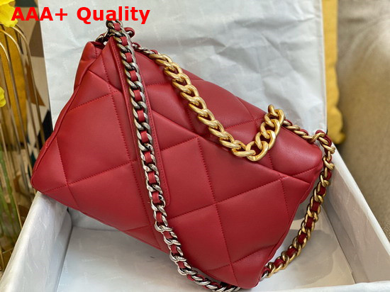 Chanel 19 Large Handbag in Red Lambskin AS1161 Replica