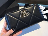 Chanel 19 Long Zipped Wallet in Black Lambskin AP1063