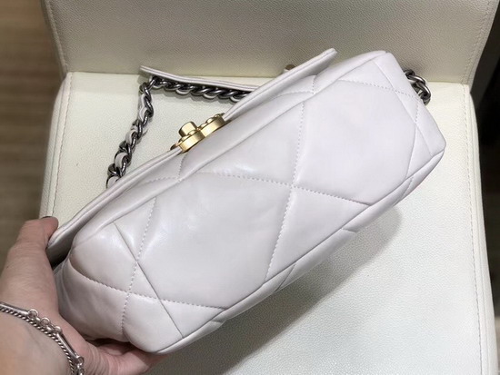 Chanel 19 Maxi Flap Bag Ivory Goatskin Gold Tone Silver Tone and Ruthenium Finish Metal AS1162