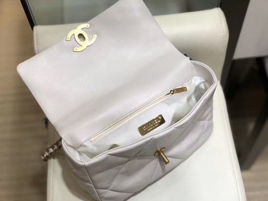 Chanel 19 Maxi Flap Bag Ivory Goatskin Gold Tone Silver Tone and Ruthenium Finish Metal AS1162