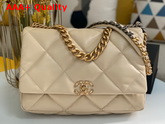 Chanel 19 Maxi Flap Bag in Beige Lambskin AS1162 Replica