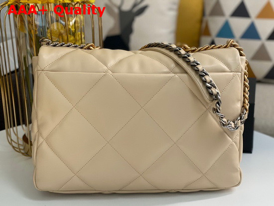 Chanel 19 Maxi Flap Bag in Beige Lambskin AS1162 Replica