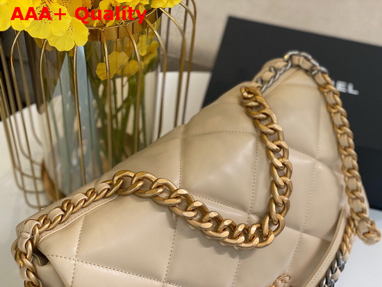 Chanel 19 Maxi Flap Bag in Beige Lambskin AS1162 Replica