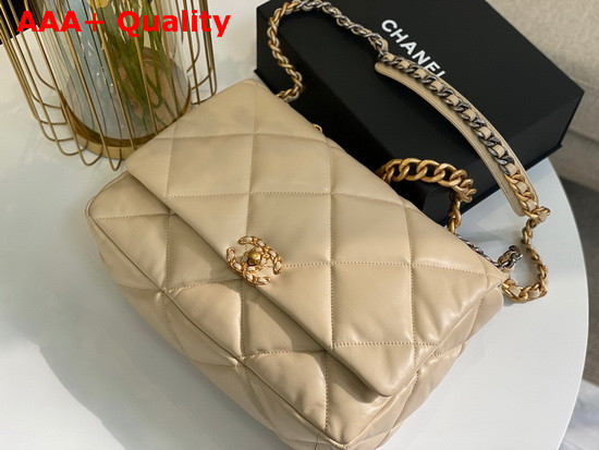 Chanel 19 Maxi Flap Bag in Beige Lambskin AS1162 Replica