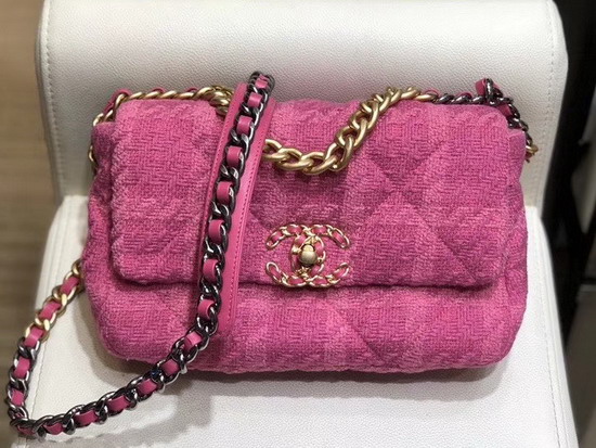 Chanel 19 Maxi Flap Bag in Pink Wool Tweed AS1162