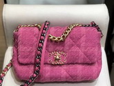 Chanel 19 Maxi Flap Bag in Pink Wool Tweed AS1162