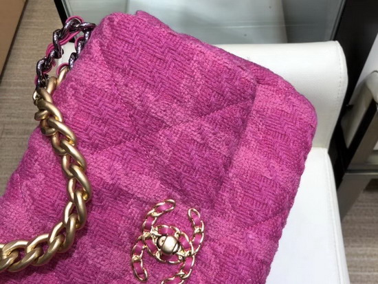 Chanel 19 Maxi Flap Bag in Pink Wool Tweed AS1162