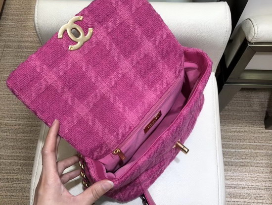 Chanel 19 Maxi Flap Bag in Pink Wool Tweed AS1162