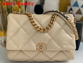 Chanel 19 Maxi Handbag in Beige Lambskin AS1162 Replica