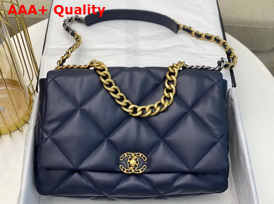 Chanel 19 Maxi Handbag in Navy Blue Lambskin AS1162 Replica