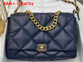 Chanel 19 Maxi Handbag in Navy Blue Lambskin AS1162 Replica