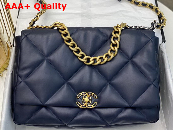 Chanel 19 Maxi Handbag in Navy Blue Lambskin AS1162 Replica