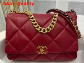 Chanel 19 Maxi Handbag in Red Lambskin AS1162 Replica