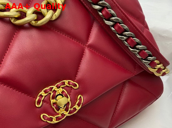 Chanel 19 Maxi Handbag in Red Lambskin AS1162 Replica