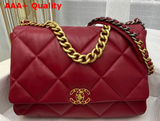 Chanel 19 Maxi Handbag in Red Lambskin AS1162 Replica