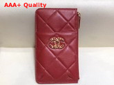 Chanel 19 Phone and Card Holder Red Lambskin AP1182 Replica