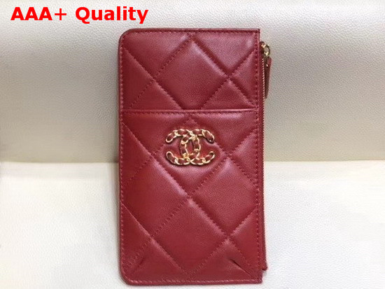 Chanel 19 Phone and Card Holder Red Lambskin AP1182 Replica