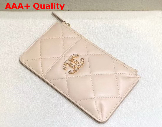 Chanel 19 Phone and Card Holder in Beige Lambskin AP1182 Replica