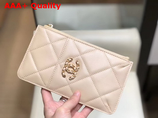 Chanel 19 Phone and Card Holder in Beige Lambskin AP1182 Replica