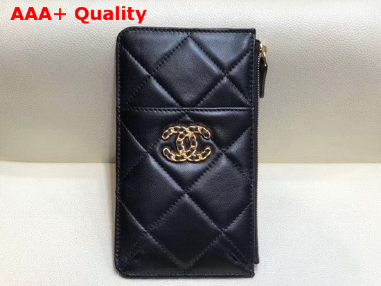 Chanel 19 Phone and Card Holder in Black Lambskin AP1182 Replica