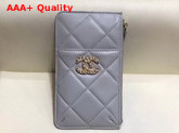 Chanel 19 Phone and Card Holder in Grey Lambskin AP1182 Replica