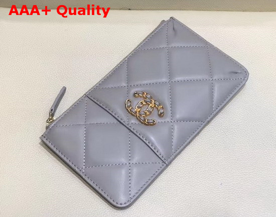 Chanel 19 Phone and Card Holder in Grey Lambskin AP1182 Replica