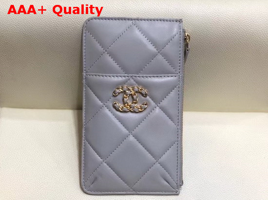 Chanel 19 Phone and Card Holder in Grey Lambskin AP1182 Replica